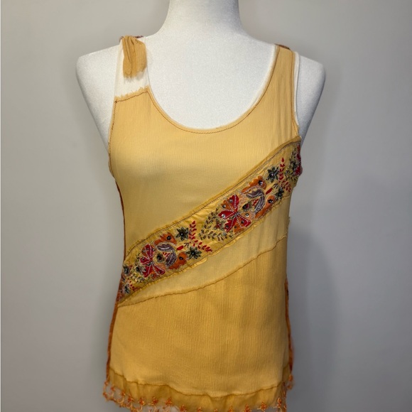 Embroidered Yellow Tank Top - Picture 1 of 7